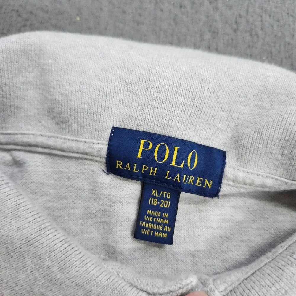 Polo Ralph Lauren Youth XL 18-20 Gray Mesh Polo Shirt Short Sleeve Pony Logo